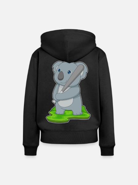 Koala Baseball Baseballschläger - Frauen Premium Bio Zip Hoodie - Schwarz