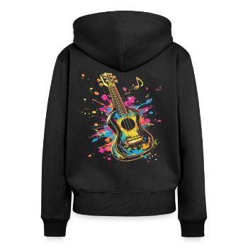 Ukulele Streetart - Frauen Premium Bio Zip Hoodie - Schwarz - Hinten - Julia (174cm)