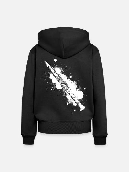 Flöte Graffiti - Frauen Premium Bio Zip Hoodie - Schwarz