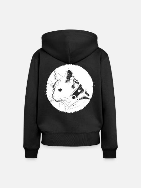 Steampunk Katze - Frauen Premium Bio Zip Hoodie - Schwarz