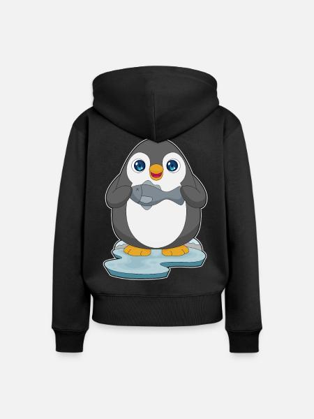 Pinguin Fisch - Frauen Premium Bio Zip Hoodie - Schwarz
