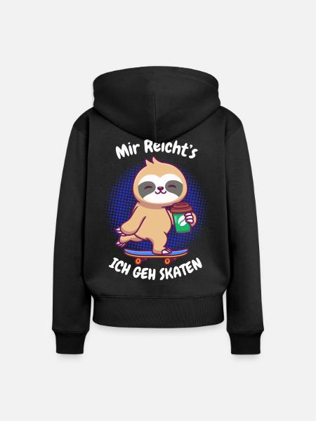 Kaffee Sloth Skateboard - Frauen Premium Bio Zip Hoodie - Schwarz