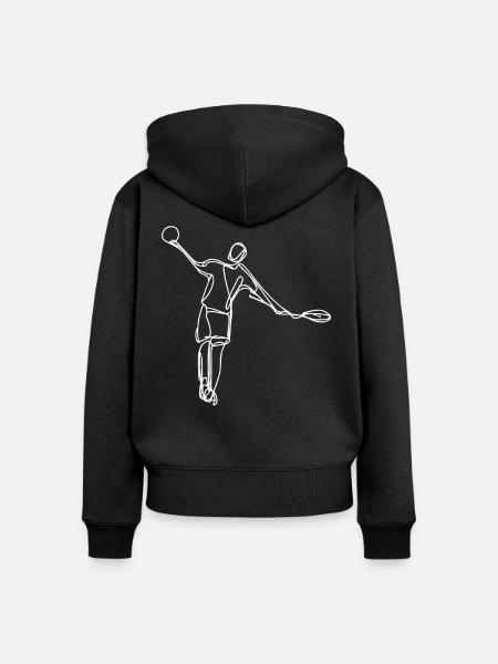 Badmintonspieler Zeichnung - Frauen Premium Bio Zip Hoodie - Schwarz