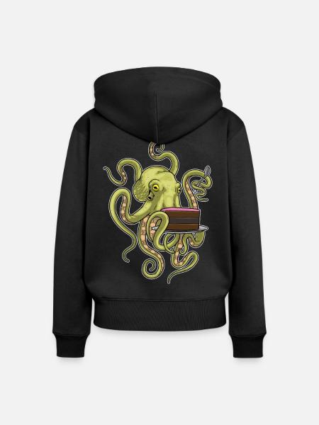Krake Kuchen - Frauen Premium Bio Zip Hoodie - Schwarz