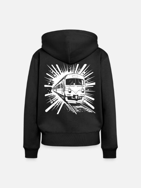Eisenbahn Comic Look - Frauen Premium Bio Zip Hoodie - Schwarz