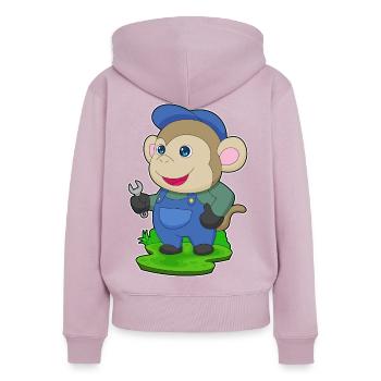 Atelier de Clé à Molette Mécanique Singe - Sweat à capuche zippé Premium bio Femme - rose poudré - Dos - Julia (174cm)