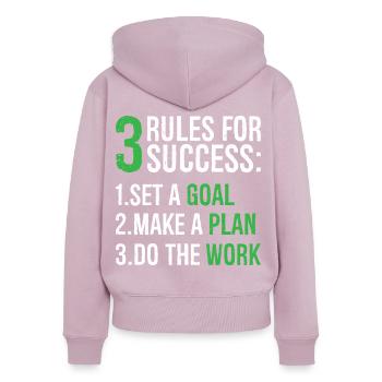3 règles pour réussir - Sweat à capuche zippé Premium bio Femme - rose poudré - Dos - Julia (174cm)