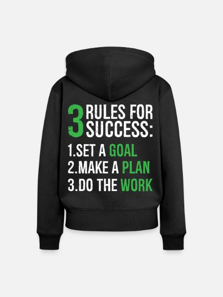 3 Regeln für den Erfolg - Frauen Premium Bio Zip Hoodie - Schwarz
