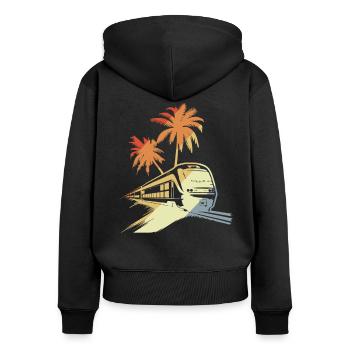 Portrait ferroviaire - Sweat à capuche zippé Premium bio Femme - noir - Dos - Julia (174cm)