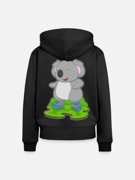 Koala Inline skating Inline skates - Frauen Premium Bio Zip Hoodie - Schwarz