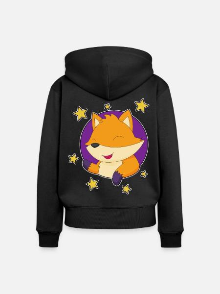 Fuchs Sterne - Frauen Premium Bio Zip Hoodie - Schwarz
