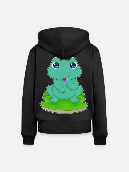 Frosch Lutscher - Frauen Premium Bio Zip Hoodie - Schwarz