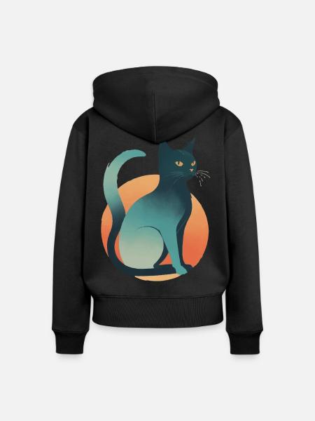 Dunkle Katze - Frauen Premium Bio Zip Hoodie - Schwarz