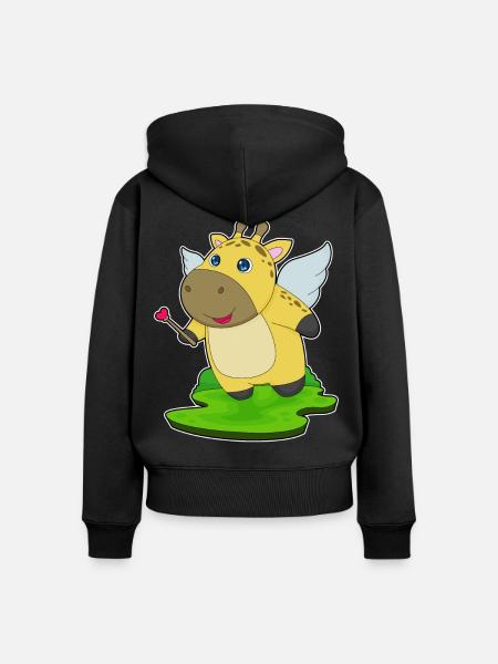 Giraffe Fee Zauberstab - Frauen Premium Bio Zip Hoodie - Schwarz