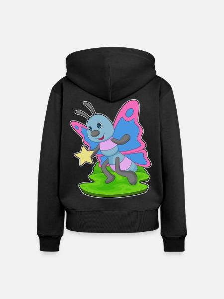 Schmetterling Stern - Frauen Premium Bio Zip Hoodie - Schwarz