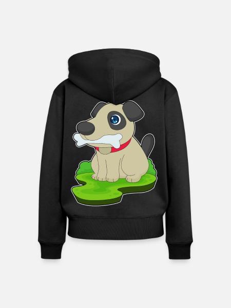 Hund Knochen - Frauen Premium Bio Zip Hoodie - Schwarz