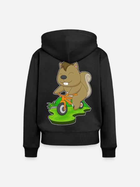 Eichhörnchen Fahrrad - Frauen Premium Bio Zip Hoodie - Schwarz