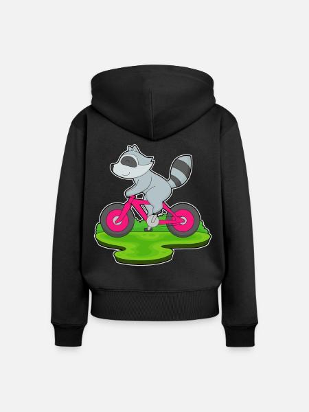 Waschbär Fahrrad - Frauen Premium Bio Zip Hoodie - Schwarz
