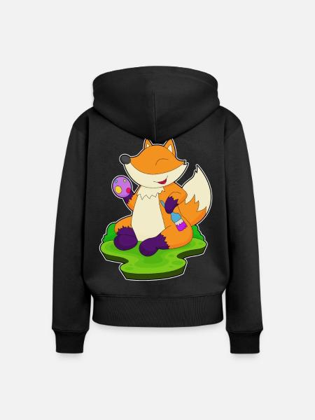 Fuchs Ostern Malen - Frauen Premium Bio Zip Hoodie - Schwarz