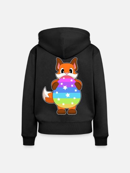 Fuchs Ostern Osterei - Frauen Premium Bio Zip Hoodie - Schwarz
