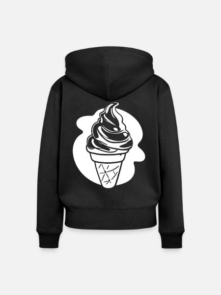 Eiscreme Zeichnung - Frauen Premium Bio Zip Hoodie - Schwarz