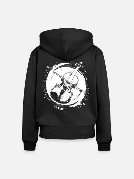 Violine - Frauen Premium Bio Zip Hoodie - Schwarz