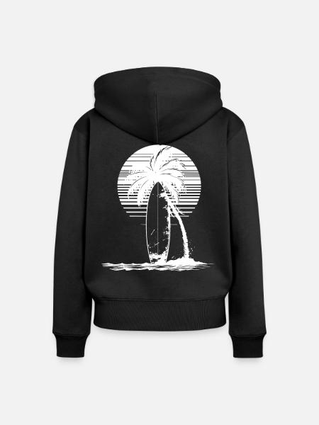 Surfbrett Zeichnung - Frauen Premium Bio Zip Hoodie - Schwarz