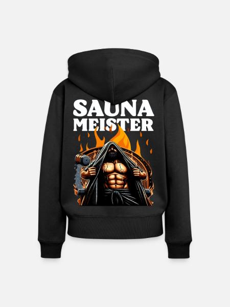 SAUNA MEISTER - Frauen Premium Bio Zip Hoodie - Schwarz