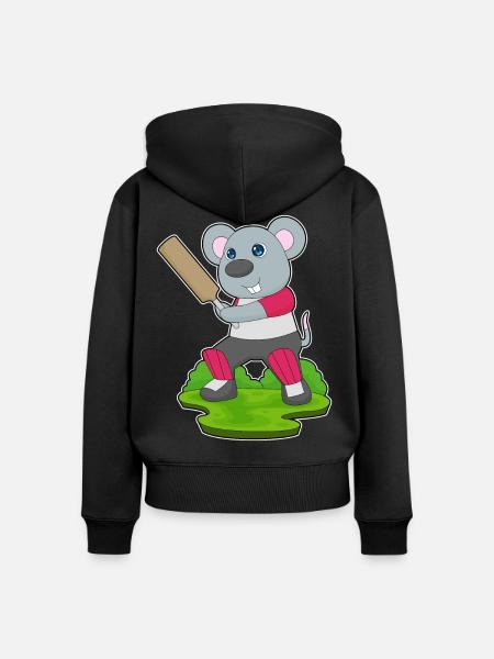 Maus Cricket Cricketschläger - Frauen Premium Bio Zip Hoodie - Schwarz