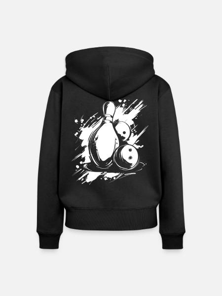 Bowling Grafik - Frauen Premium Bio Zip Hoodie - Schwarz