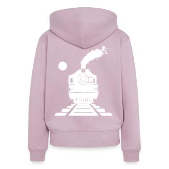Croquis ferroviaire - Sweat à capuche zippé Premium bio Femme - rose poudré - Dos - Julia (174cm)