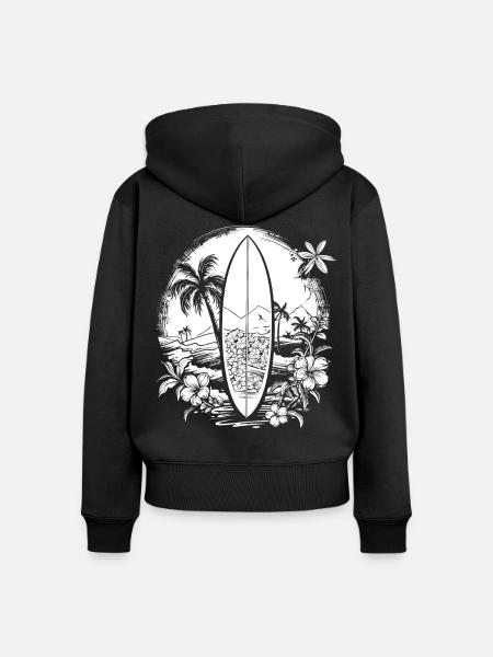 Surfen Skizze - Frauen Premium Bio Zip Hoodie - Schwarz