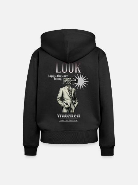 Kamera Mann - Frauen Premium Bio Zip Hoodie - Schwarz