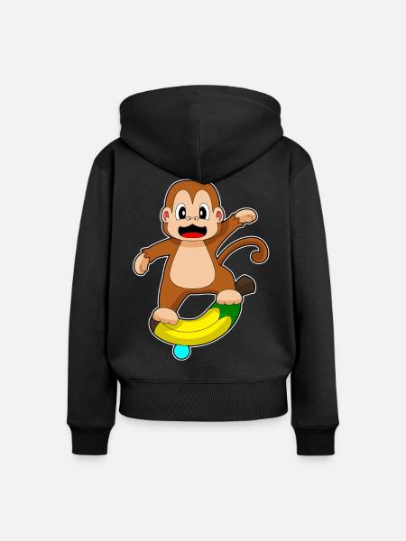 Affe Banane  - Frauen Premium Bio Zip Hoodie - Schwarz