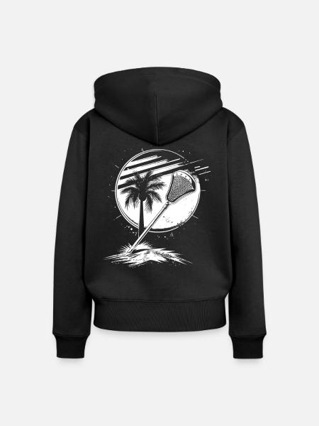 Lacrosse Skizze - Frauen Premium Bio Zip Hoodie - Schwarz