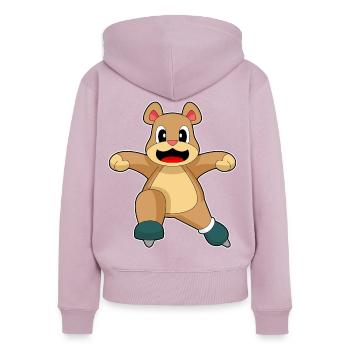 Patins à glace Bear - Sweat à capuche zippé Premium bio Femme - rose poudré - Dos - Julia (174cm)