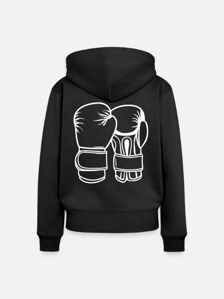 Boxhandschuhe Skizze - Frauen Premium Bio Zip Hoodie - Schwarz