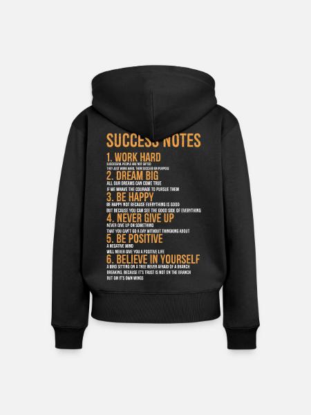 success notes - Frauen Premium Bio Zip Hoodie - Schwarz