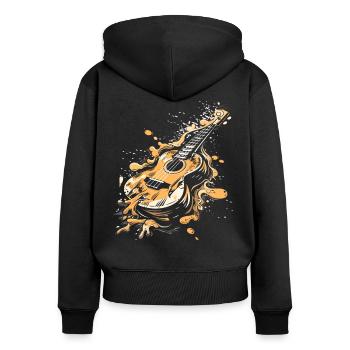 Ukulele Graffiti - Frauen Premium Bio Zip Hoodie - Schwarz - Hinten - Julia (174cm)