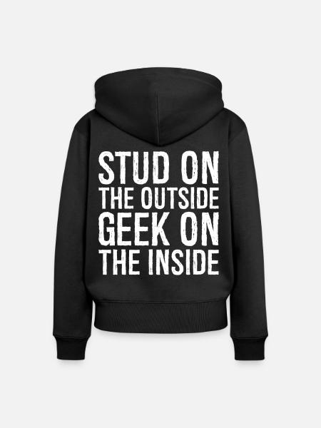 Ohrstecker außen Geek innen - Frauen Premium Bio Zip Hoodie - Schwarz