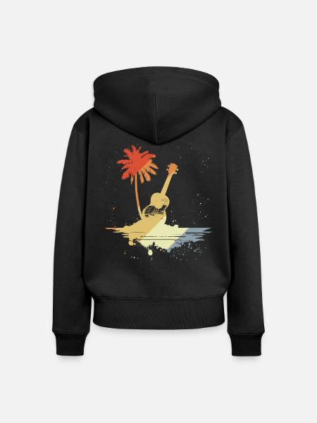 Ukulele Retro Style - Frauen Premium Bio Zip Hoodie - Schwarz