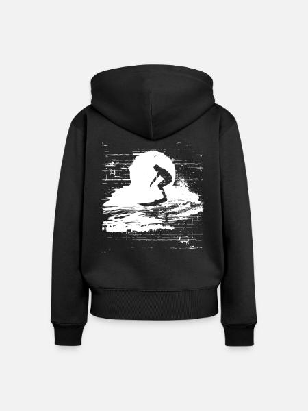Surfing Skizze - Frauen Premium Bio Zip Hoodie - Schwarz