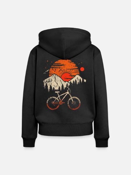 Mountainbike Retro Stil - Frauen Premium Bio Zip Hoodie - Schwarz
