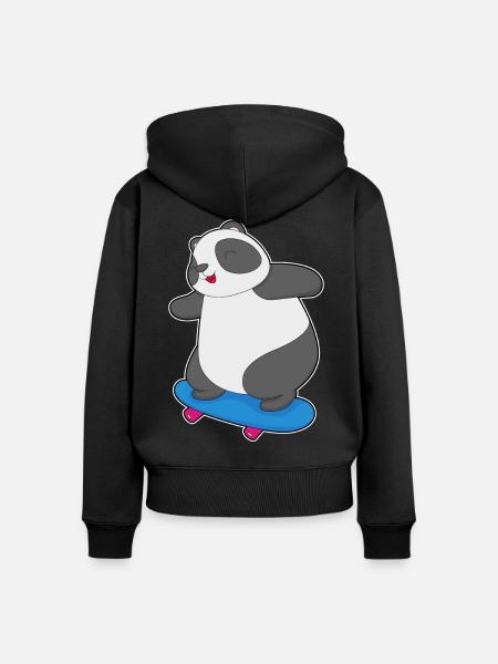Panda Skater Skateboard - Frauen Premium Bio Zip Hoodie - Schwarz