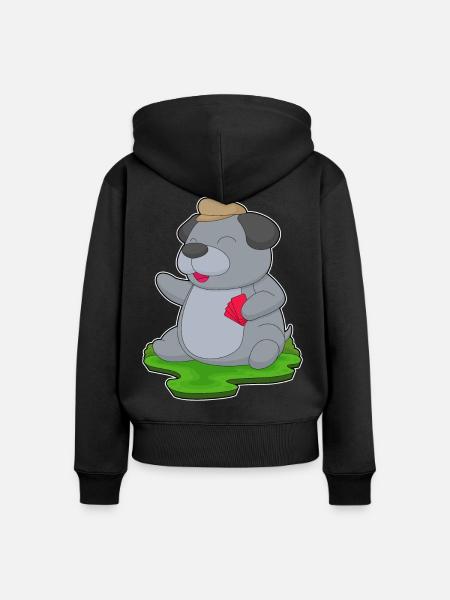 Hund Poker Pokerkarten - Frauen Premium Bio Zip Hoodie - Schwarz