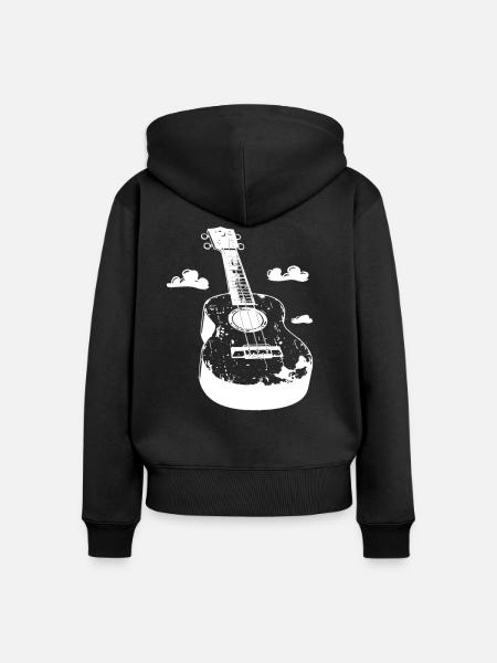 Ukulele Cartoon Look - Frauen Premium Bio Zip Hoodie - Schwarz