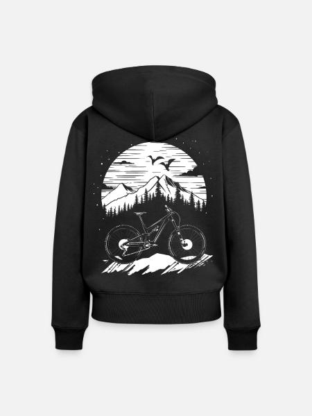 Mountainbike - Frauen Premium Bio Zip Hoodie - Schwarz