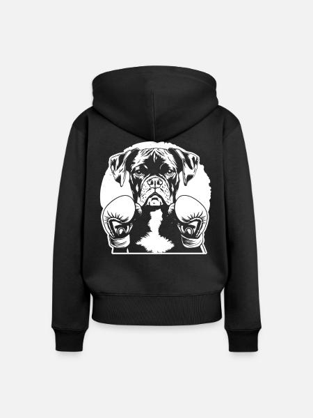 Boxer - Frauen Premium Bio Zip Hoodie - Schwarz