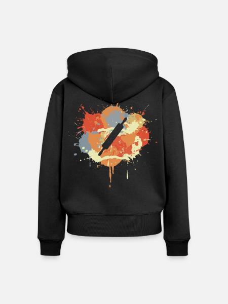 Nudelholz Skizze - Frauen Premium Bio Zip Hoodie - Schwarz