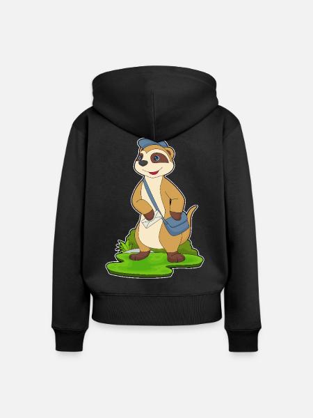 Erdmännchen Briefträger Brief - Frauen Premium Bio Zip Hoodie - Schwarz
